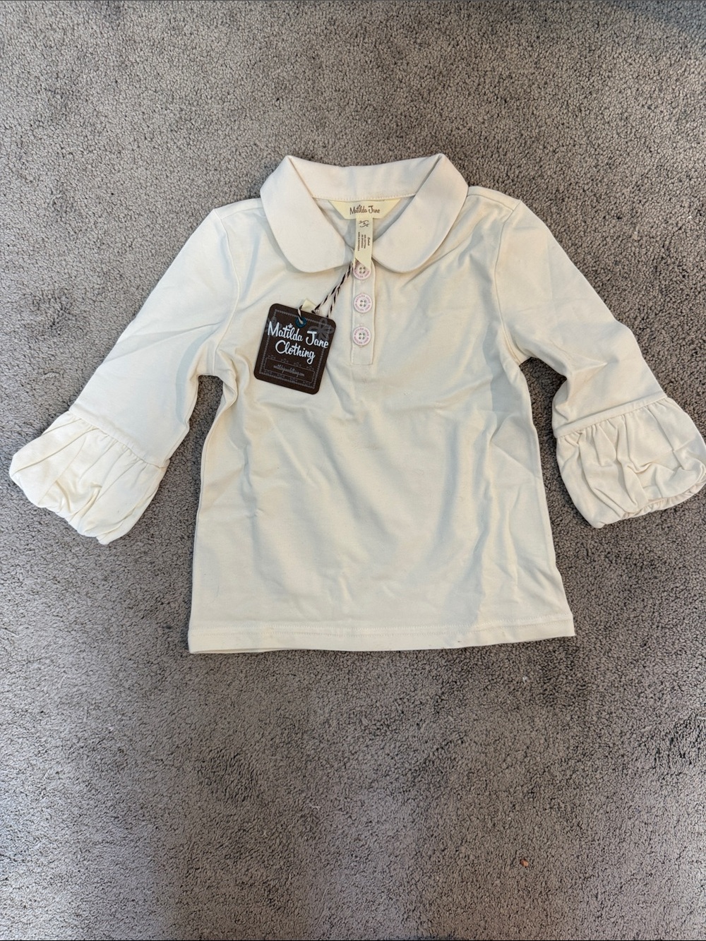Matilda Jane Cream Ruffle-Sleeve Button Down Top